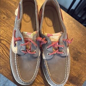 Sperry Gray and Pink Moccasins with Classic Boat Shoe Style